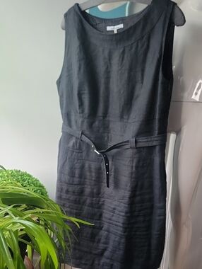 Steilmann Black Sleeveless Midi Dress with Waist Tie